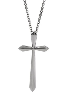 14K White Gold Elongated Cross Pendant
