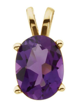 14K Yellow Gold Natural Amethyst Pendant