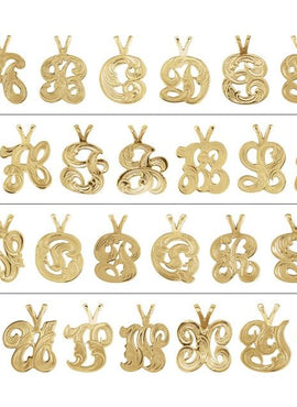 14K Yellow Gold Medium Initial G Pendant