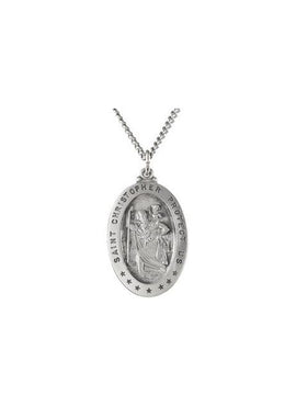 14K Yellow Gold 25x18 mm Oval St. Christopher Medal