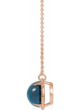 14K Yellow Gold Natural London Blue Topaz & .06 CTW Natural Diamond Halo-Style 16 1/2