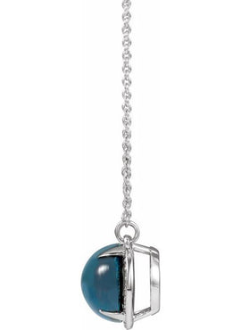 14K Yellow Gold Natural London Blue Topaz & .06 CTW Natural Diamond Halo-Style 16 1/2
