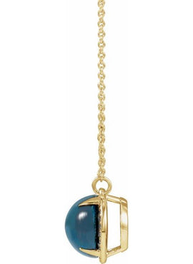 14K Yellow Gold Natural London Blue Topaz & .06 CTW Natural Diamond Halo-Style 16 1/2