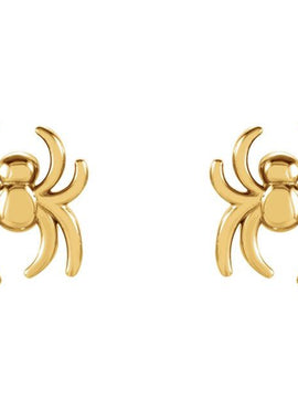 14K Yellow Gold Spider Earrings