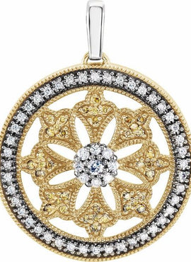 14K Yellow Gold 1/2 CTW Natural Diamond Ferris Wheel Pendant