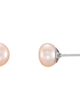 Sterling Silver 7-8 mm Cultured White Freshwater Button Pearl Earrings