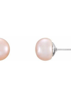 Sterling Silver 7-8 mm Cultured White Freshwater Button Pearl Earrings