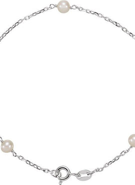 Sterling Silver Cultured White Freshwater Pearl 5-Station 7