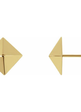 18K Yellow Gold Pyramid Stud Earrings