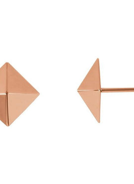 18K Yellow Gold Pyramid Stud Earrings
