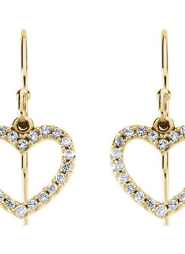 14K Yellow Gold 1/5 CTW Natural Diamond Heart Earrings