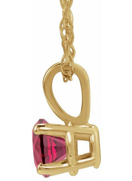 14K Yellow Gold 3 mm Imitation Mozambique Garnet Youth Solitaire 14