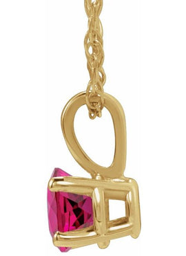 14K Yellow Gold 3 mm Imitation Mozambique Garnet Youth Solitaire 14