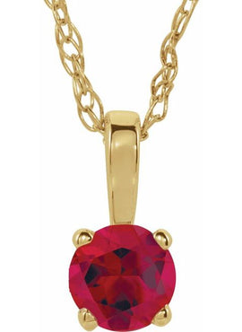 14K Yellow Gold 3 mm Imitation Mozambique Garnet Youth Solitaire 14