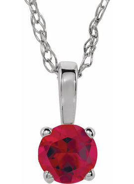 14K Yellow Gold 3 mm Imitation Mozambique Garnet Youth Solitaire 14