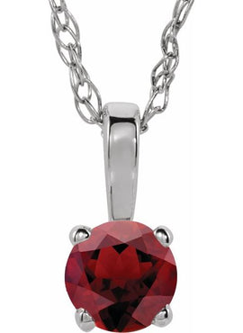 14K Yellow Gold 3 mm Imitation Mozambique Garnet Youth Solitaire 14