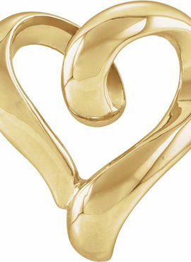 18K Yellow Gold Heart Slide Pendant