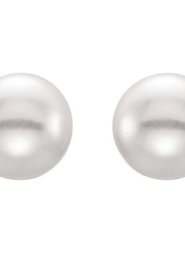 Sterling Silver 7-8 mm Cultured White Freshwater Button Pearl Earrings