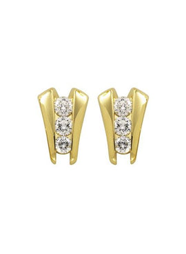 14K Yellow Gold 1 1/8 CTW Natural Diamond Three-Stone Earrings