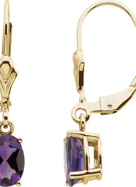 14K Yellow Gold Natural Amethyst Earrings