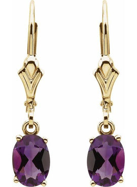 14K Yellow Gold Natural Amethyst Earrings