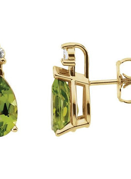 14K Yellow Gold Natural Peridot & .04 CTW Natural Diamond Earrings