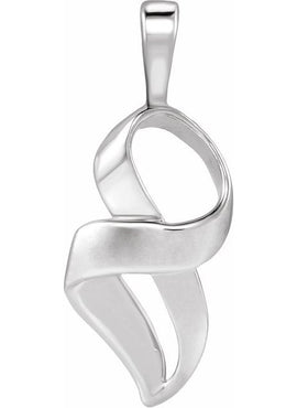 14K White Gold Freeform Pendant