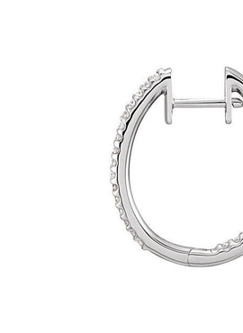 14K White Gold 1/2 CTW Natural Diamond Inside-Outside 22.5 mm Hoop Earrings