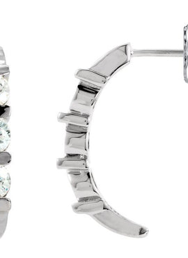 14K White Gold 1/2 CTW Natural Diamond J-Hoop Earrings