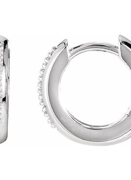 14K White Gold 1/8 CTW Natural Diamond 12.6 mm Huggie Earrings