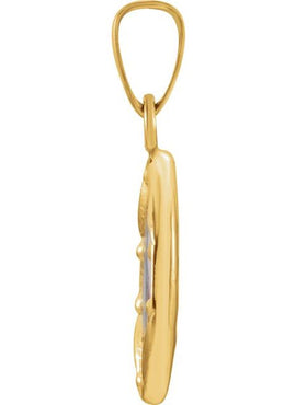 14K Yellow Gold 13x10 mm St. Christopher Hand-Painted Porcelain Medal