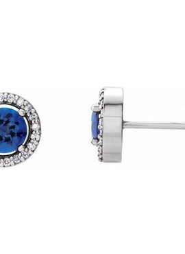 14K Yellow Gold Natural Aquamarine & 1/6 CTW Natural Diamond Earrings