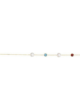 14K Yellow Gold Cultured White Freshwater Pearl & Multi-Gemstone 10-Station 18