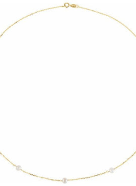 14K Yellow Gold Cultured White Freshwater Pearl 9-Station 18
