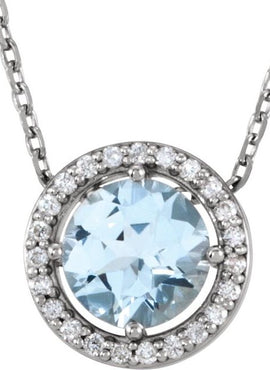 14K Yellow Gold Natural Blue Sapphire & .05 CTW Natural Diamond Halo-Style 16