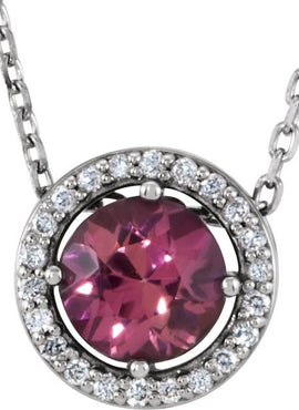 14K Yellow Gold Natural Blue Sapphire & .05 CTW Natural Diamond Halo-Style 16