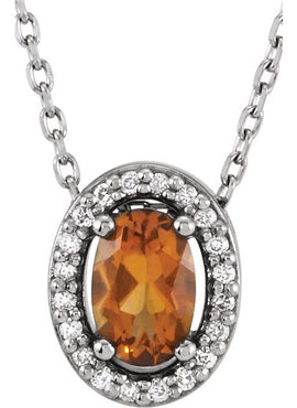 14K Yellow Gold Natural Citrine & .05 CTW Natural Diamond 16