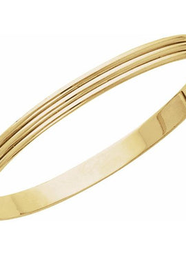 14K Yellow Gold 8 mm Grooved Bangle 7 1/2