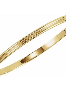 14K Yellow Gold 8 mm Grooved Bangle 7 1/2