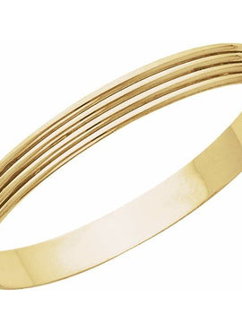 14K Yellow Gold 8 mm Grooved Bangle 7 1/2