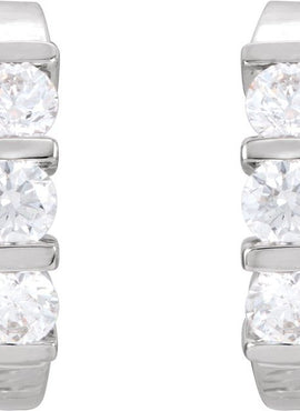 14K White Gold 1/2 CTW Natural Diamond J-Hoop Earrings