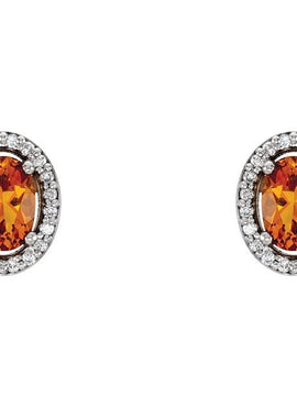 14K Yellow Gold Natural Citrine & 1/10 CTW Natural Diamond Earrings