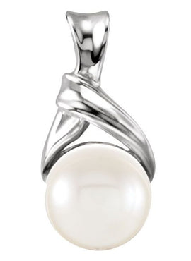 Platinum Cultured Akoya Pearl Freeform Pendant
