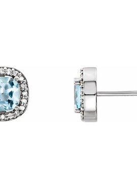 14K Yellow Gold Natural Sky Blue Topaz & 1/10 CTW Natural Diamond Earrings