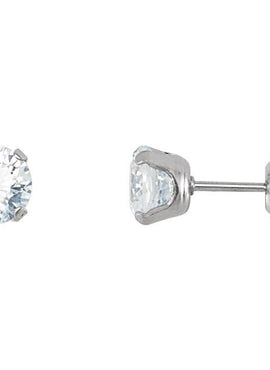 Stainless Steel 3 mm Imitation White Cubic Zirconia Inverness® Piercing Earrings