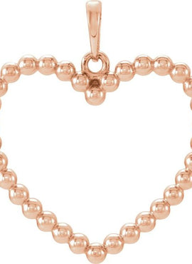 14K White Gold Beaded Heart Pendant