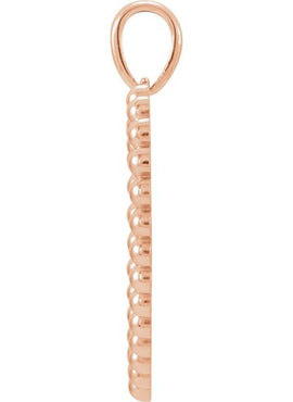 14K White Gold Beaded Heart Pendant