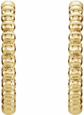 14K White Gold Beaded 21 mm Hoop Earrings