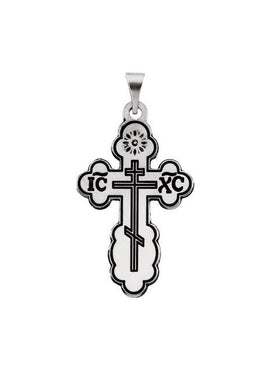14K White Gold 32x21 mm Orthodox Cross Pendant