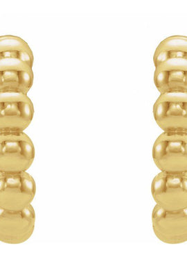 14K White Gold Beaded 21 mm Hoop Earrings